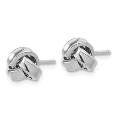 Sterling Silver RH-plated Polished Love Knot Post Earrings