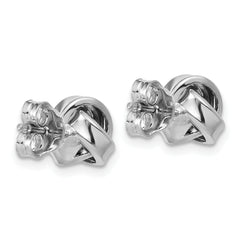Sterling Silver RH-plated Polished Love Knot Post Earrings