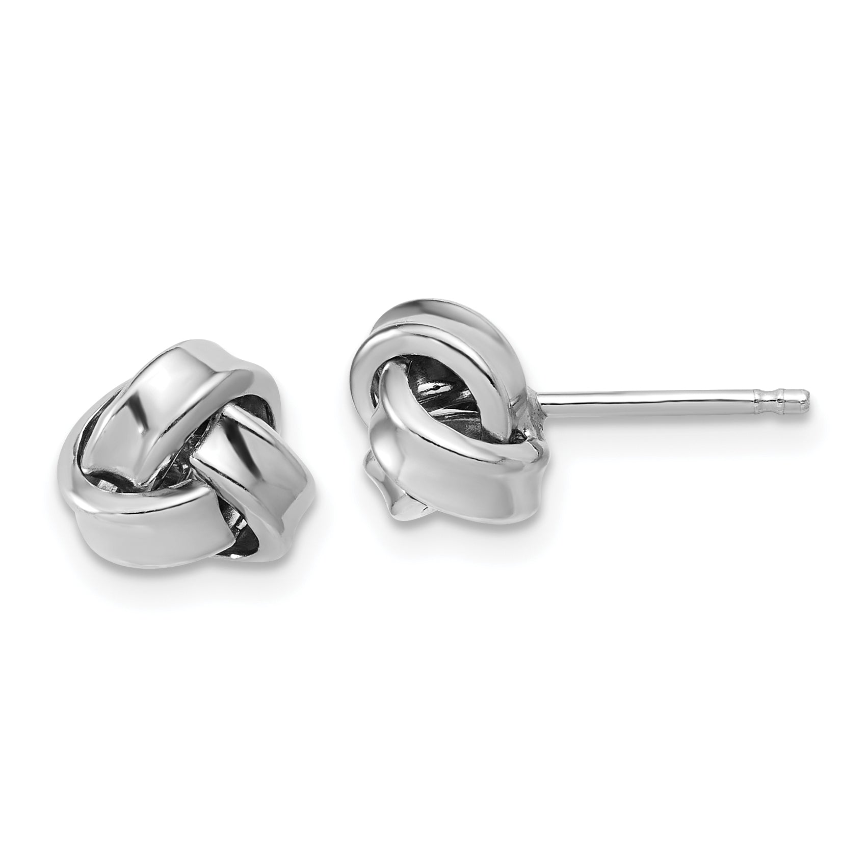 Sterling Silver RH-plated Polished Love Knot Post Earrings