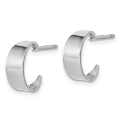 Sterling Silver RH-plated Polished C-Hoop Post Earrings