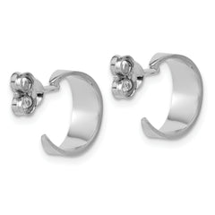 Sterling Silver RH-plated Polished C-Hoop Post Earrings