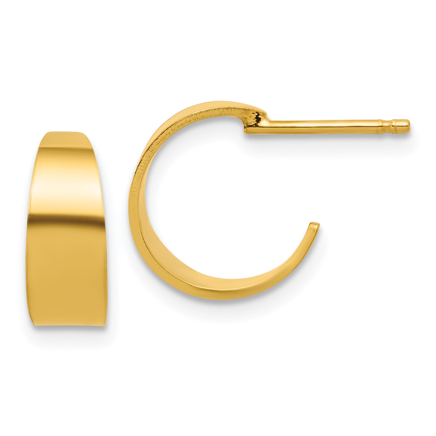 Sterling Silver Gold-tone Polished C-Hoop Post Earrings