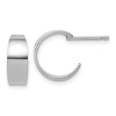 Sterling Silver RH-plated Polished C-Hoop Post Earrings