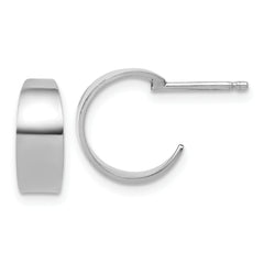 Sterling Silver RH-plated Polished C-Hoop Post Earrings