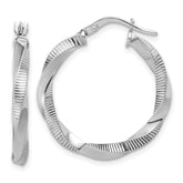 Sterling Silver RH-plated Twisted Textured Hoop Earrings