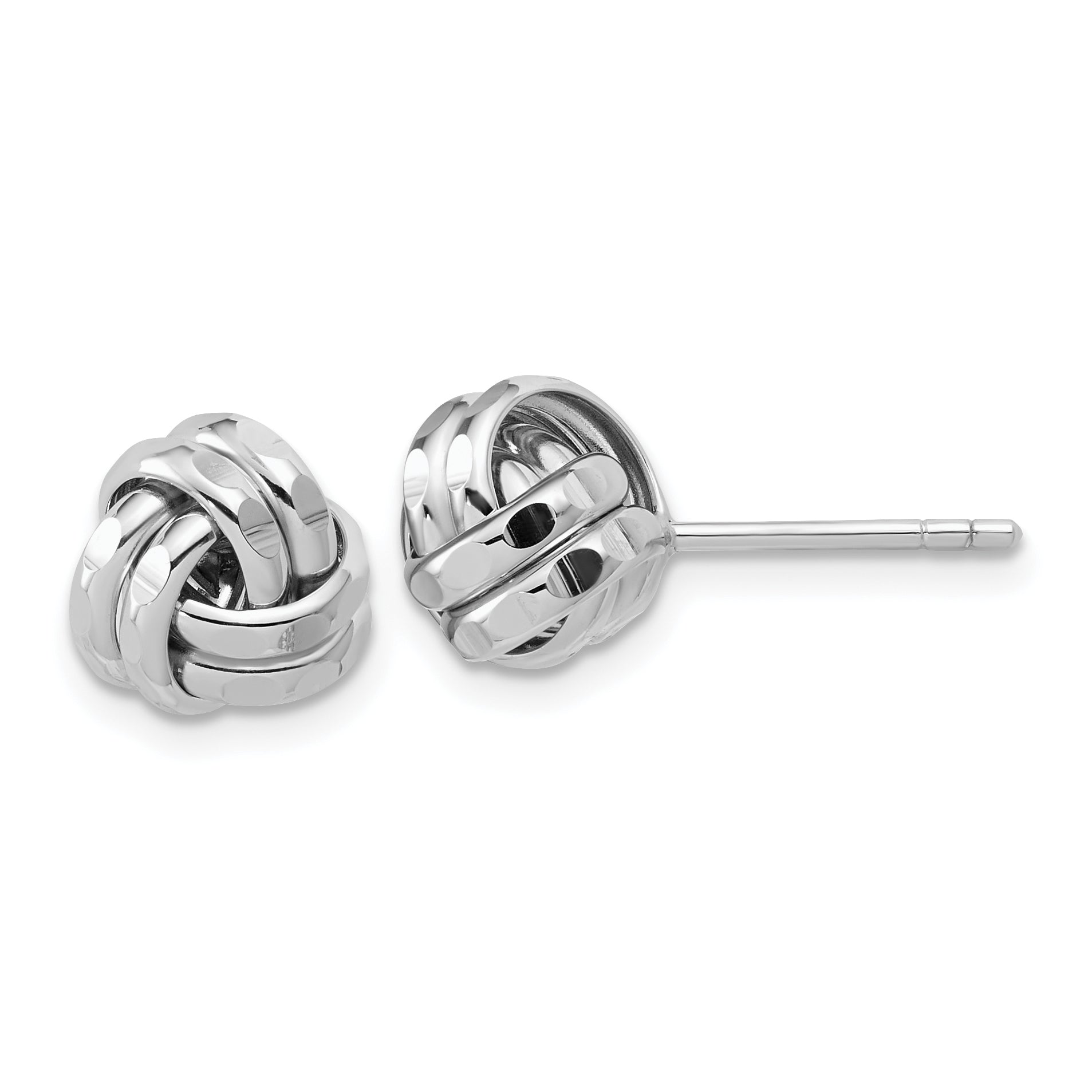 Sterling Silver RH-plated Polished and Diamond-cut Love Knot Post