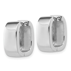 Sterling Silver RH-plated Polished Squared Hinged Huggie Hoop Earr
