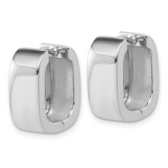 Sterling Silver RH-plated Polished Squared Hinged Huggie Hoop Earr