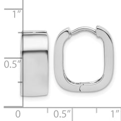 Sterling Silver RH-plated Polished Squared Hinged Huggie Hoop Earr