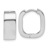 Sterling Silver RH-plated Polished Squared Hinged Huggie Hoop Earr