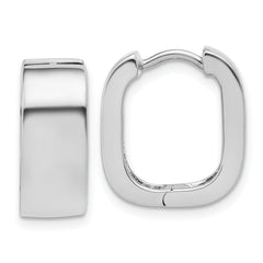 Sterling Silver RH-plated Polished Squared Hinged Huggie Hoop Earr