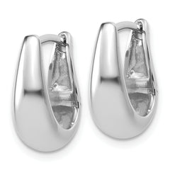 Sterling Silver RH-plated Polished Hinged Oval Hoop Earrings