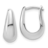 Sterling Silver RH-plated Polished Hinged Oval Hoop Earrings