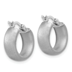 Sterling Silver Radiant Esse RH-plat Satin Sparkle Hoop Earrings