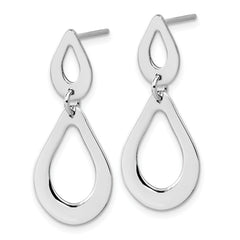 Sterling Silver RH-plated Polished Teardrop Dangle Post Earrings