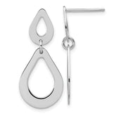 Sterling Silver RH-plated Polished Teardrop Dangle Post Earrings