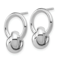 Sterling Silver RH-plated Polished Circle Dangle Post Earrings
