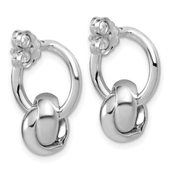 Sterling Silver RH-plated Polished Circle Dangle Post Earrings
