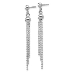 Sterling Silver RH-plated Polished D/C Fancy Dangle Post Earrings