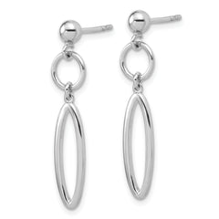 Sterling Silver RH-plated pol. Geometric Dangle Post Earrings