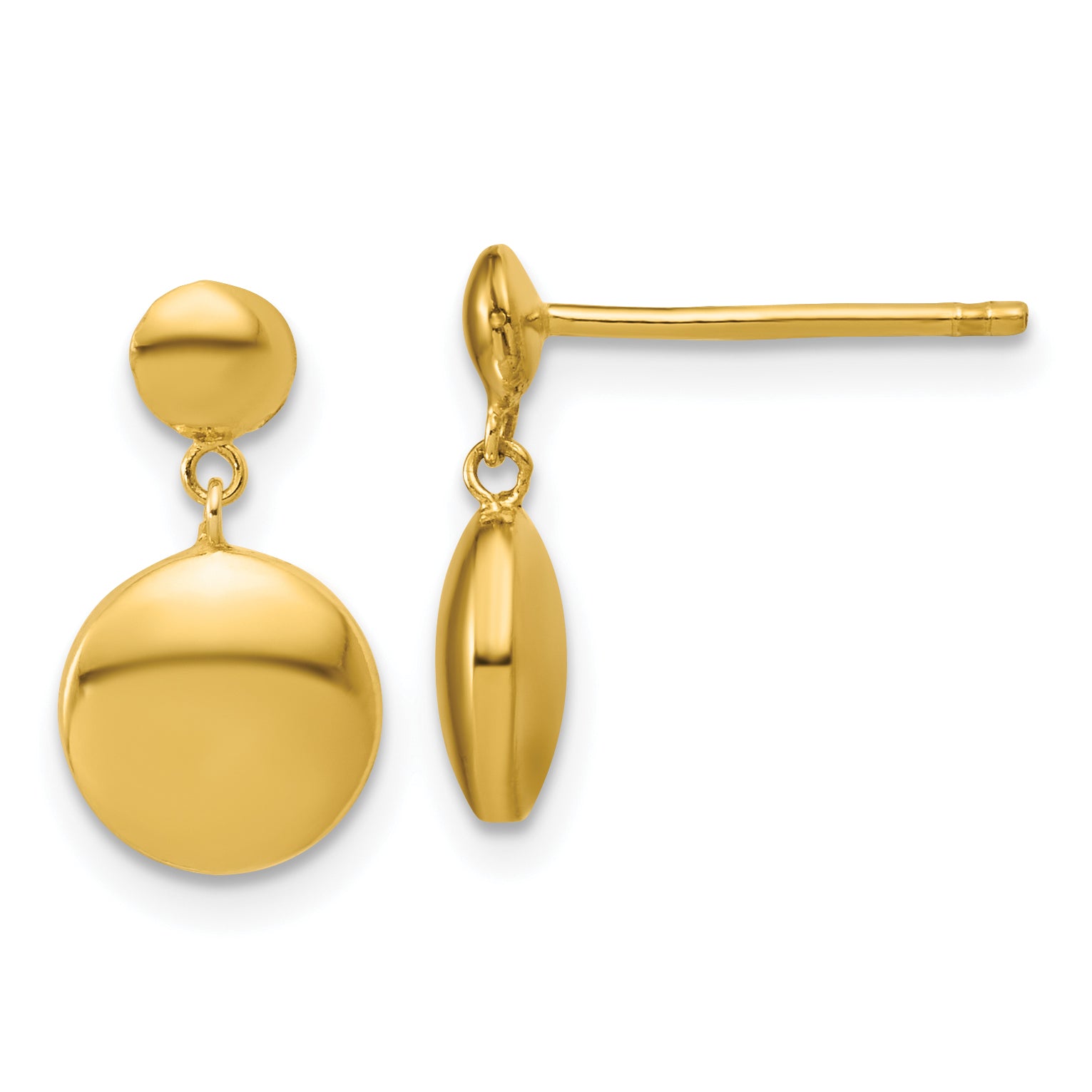 Sterling Silver Gold-tone Polished Circle Dangle Post Earrings