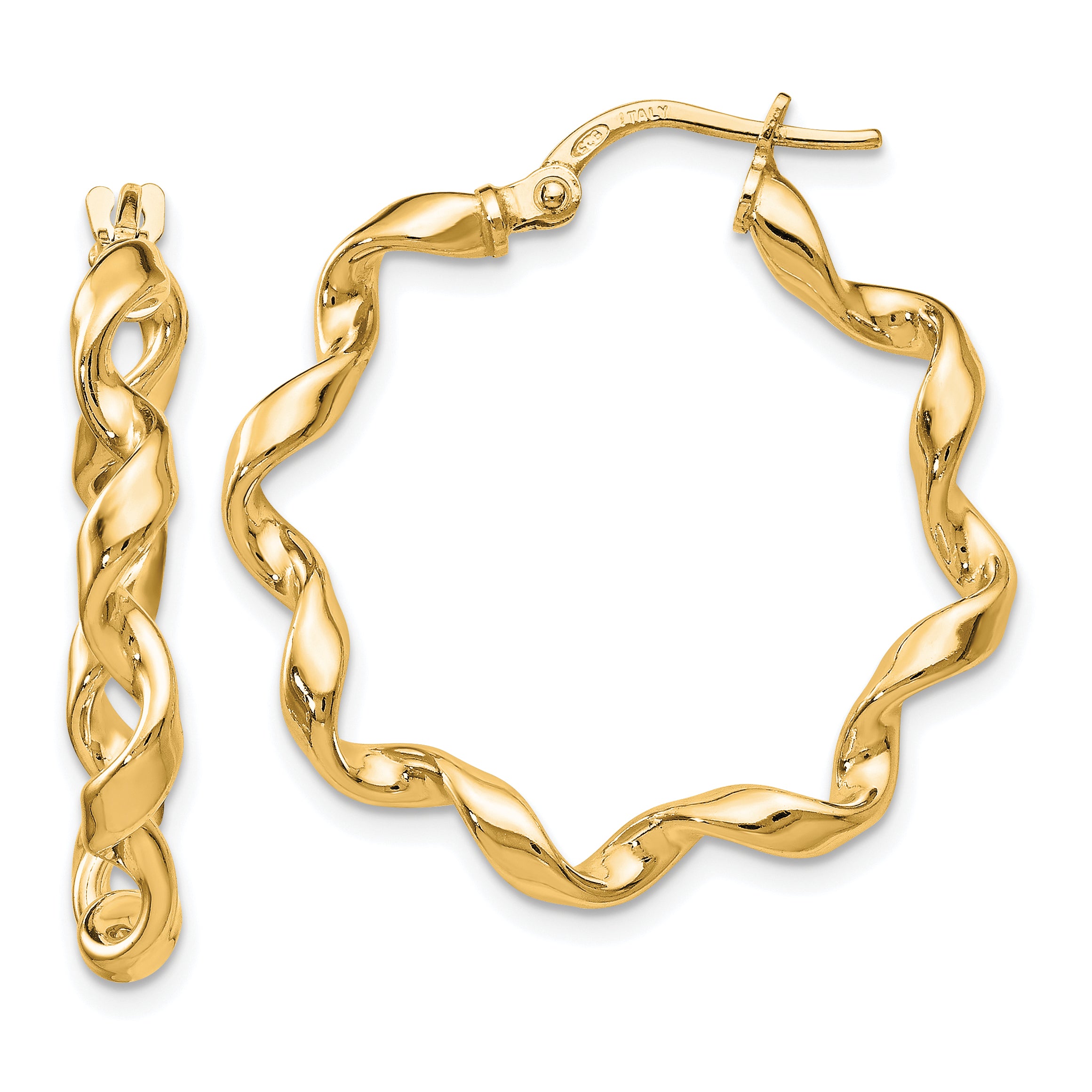 Sterling Silver Gold-Tone Polished Twisted Hoop Earrings