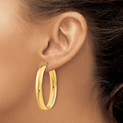 Sterling Silver Gold-Tone Polished Oval Hinged Hoop Earrings