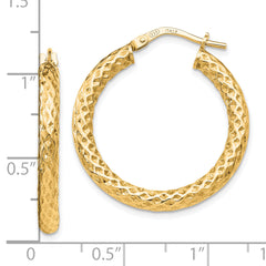 Sterling Silver Gold-Tone Polished/Textured Hinged Hoop Earrings