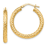 Sterling Silver Gold-Tone Polished/Textured Hinged Hoop Earrings