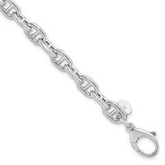 Sterling Silver Rhodium-Rhodium-Plated Polished Fancy Link Bracelet