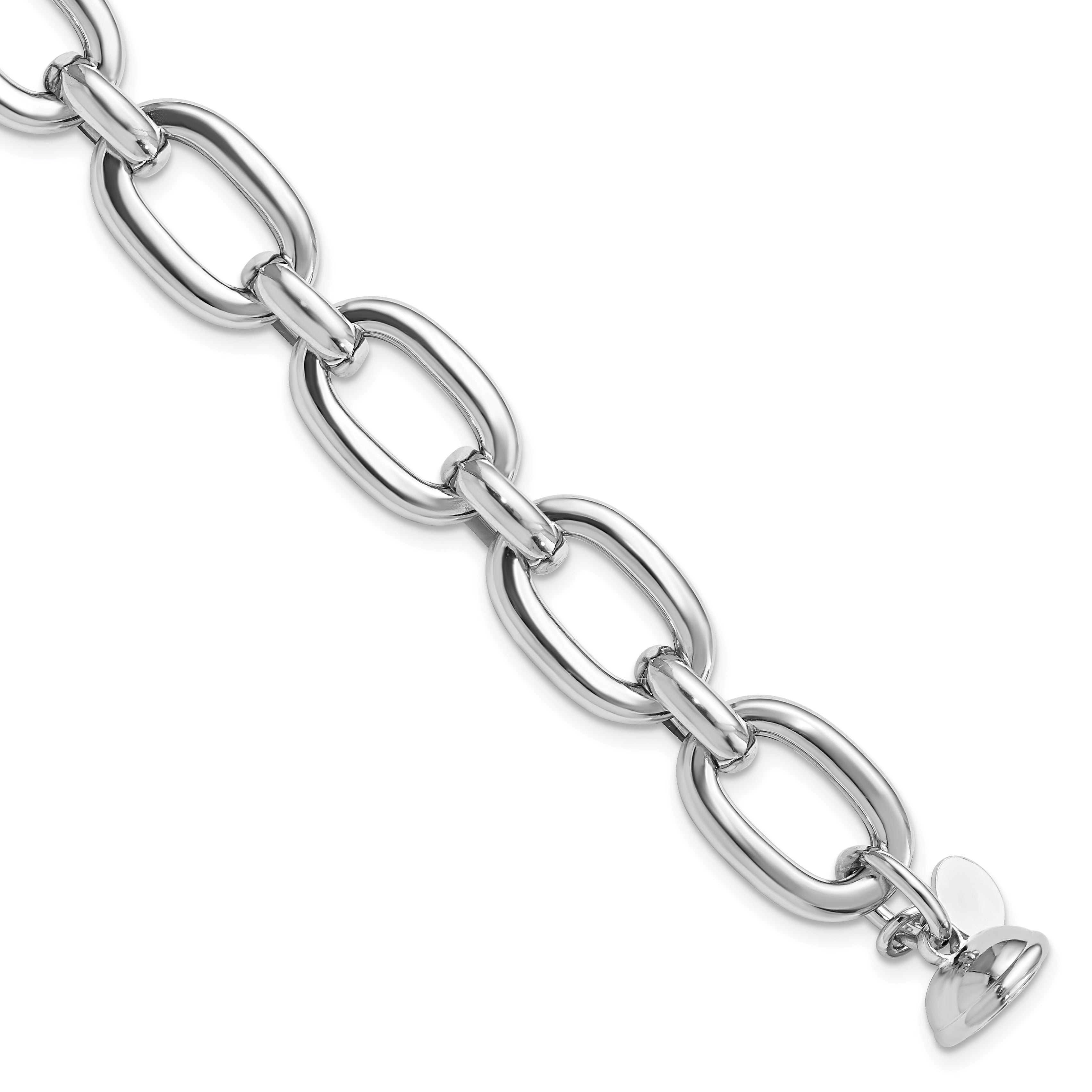 Sterling Silver Rhodium-Rhodium-Plated Polished Fancy Link Bracelet