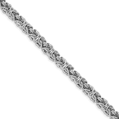 Sterling Silver Rhodium-Rhodium-Plated w/ .5in ext Byzantine Bracelet