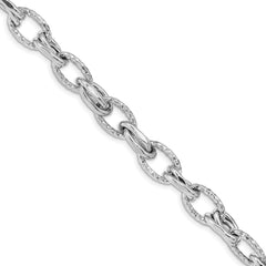 Sterling Silver Rhodium-Rhodium-Plated D/C Polished w/ .5in ext. Bracelet