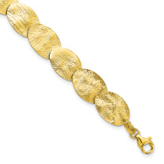 Sterling Silver Gold-tone Textured With 2 Inch Extention Bracelet