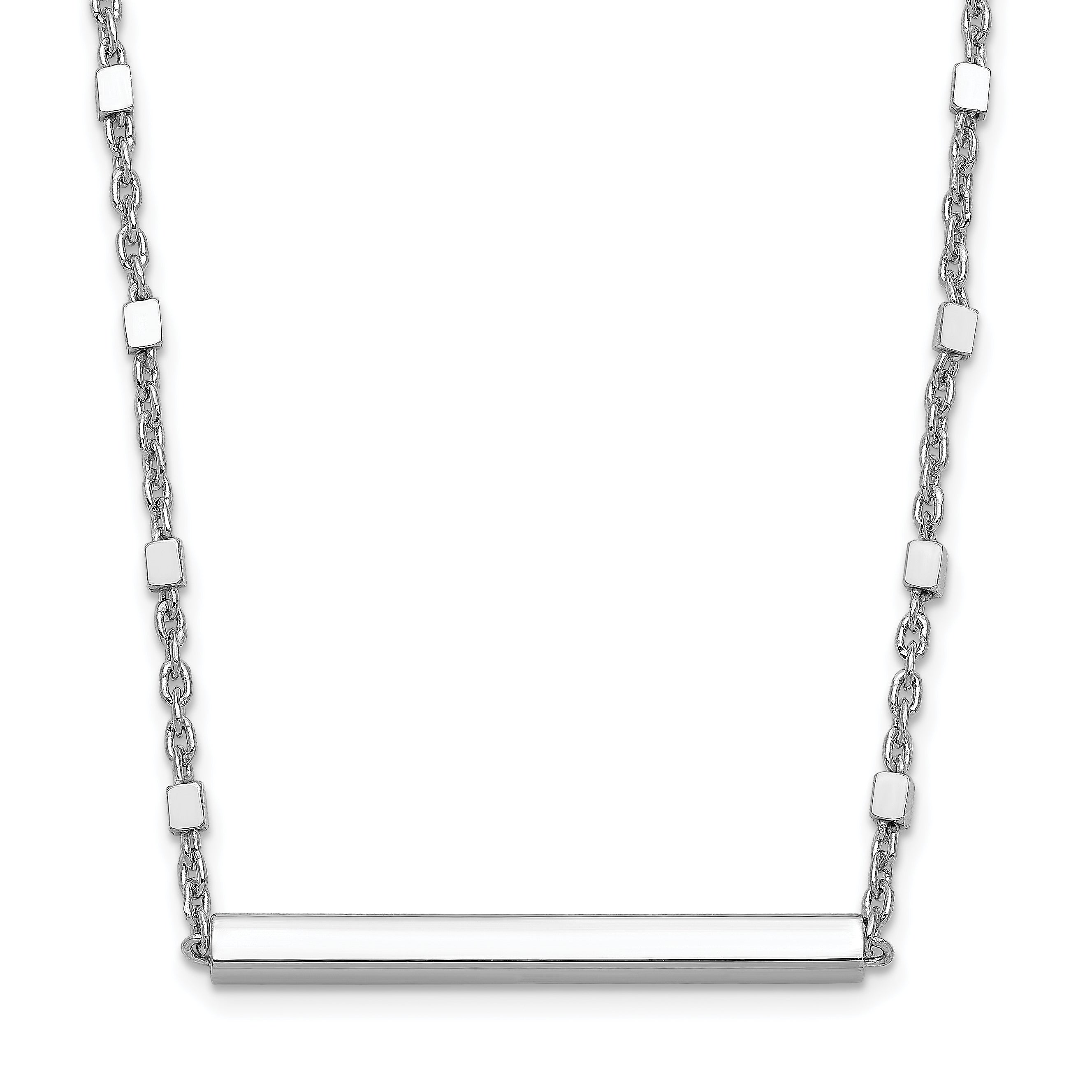 Sterling Silver Rhodium-Rhodium-Plated Polished w/ 1.25in ext. Necklace