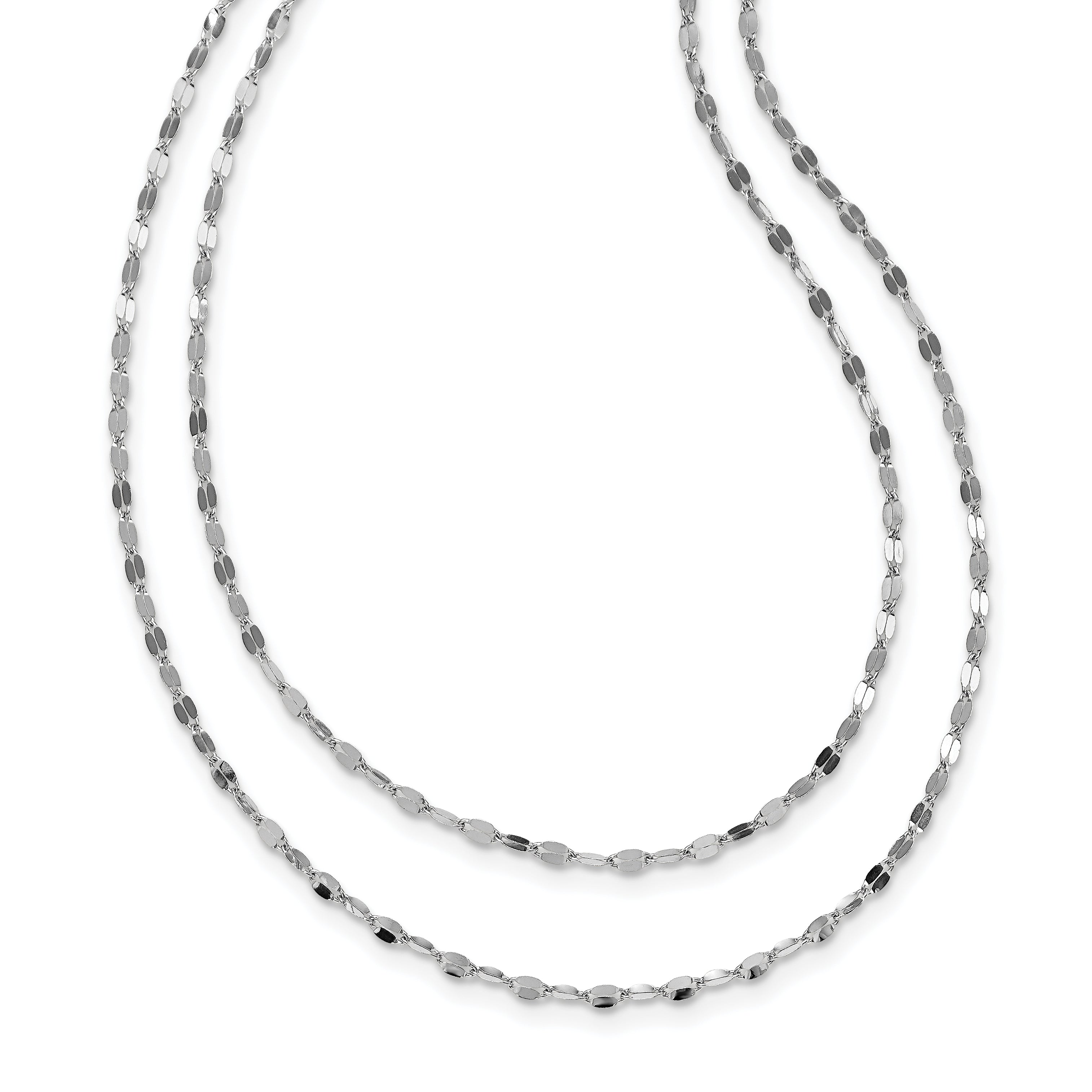 Sterling Silver Rhodium-Rhodium-Plated Polished Double-strand Necklace