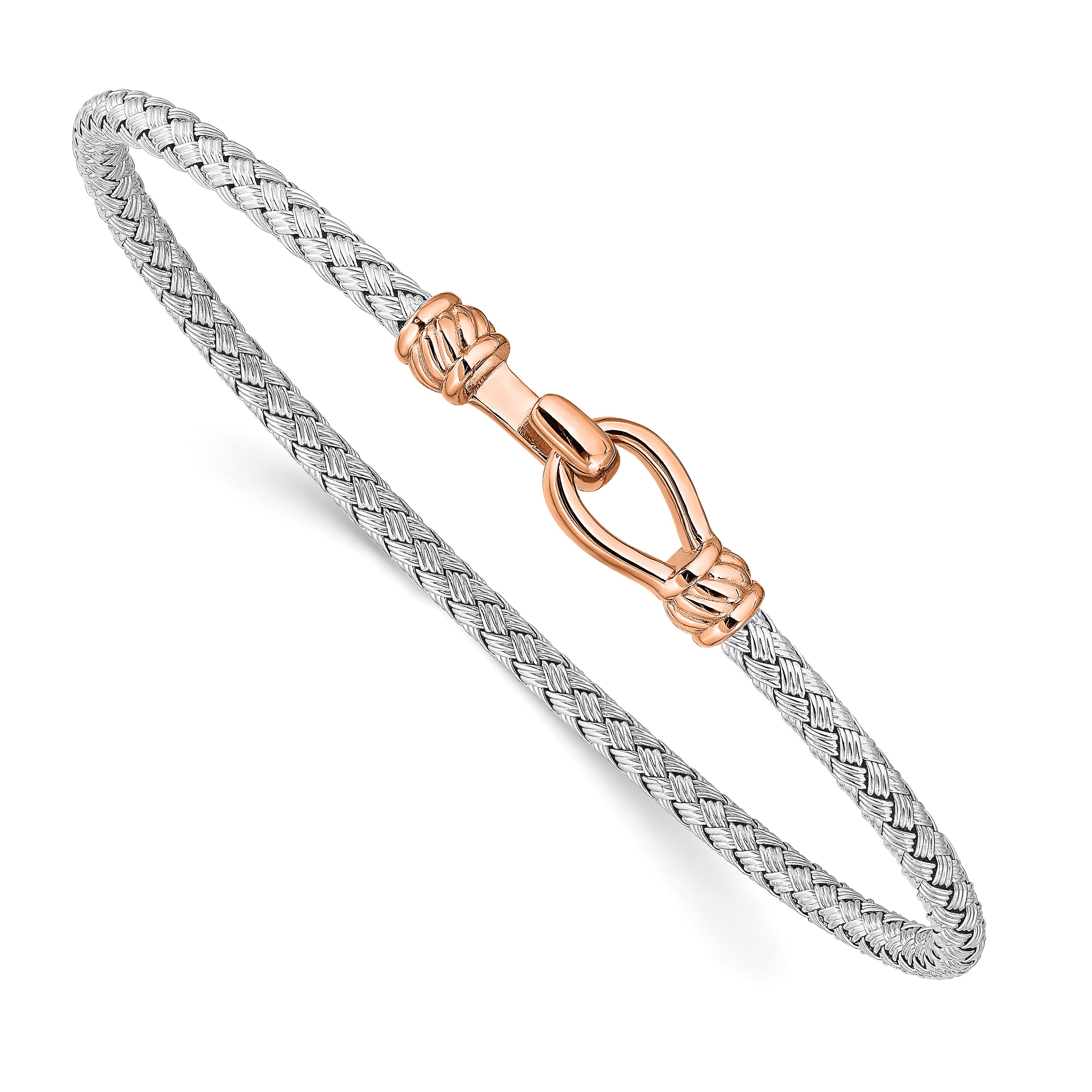 Sterling SilverRhodium-Rhodium-Plated & Rose Gold-plated Flexible Cuff