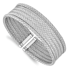 Sterling SilverRhodium-Rhodium-Plated Polished Flexible Cuff