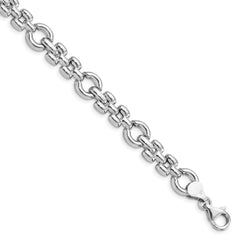Sterling Silver Rhodium-Rhodium-Plated Polished Link Bracelet