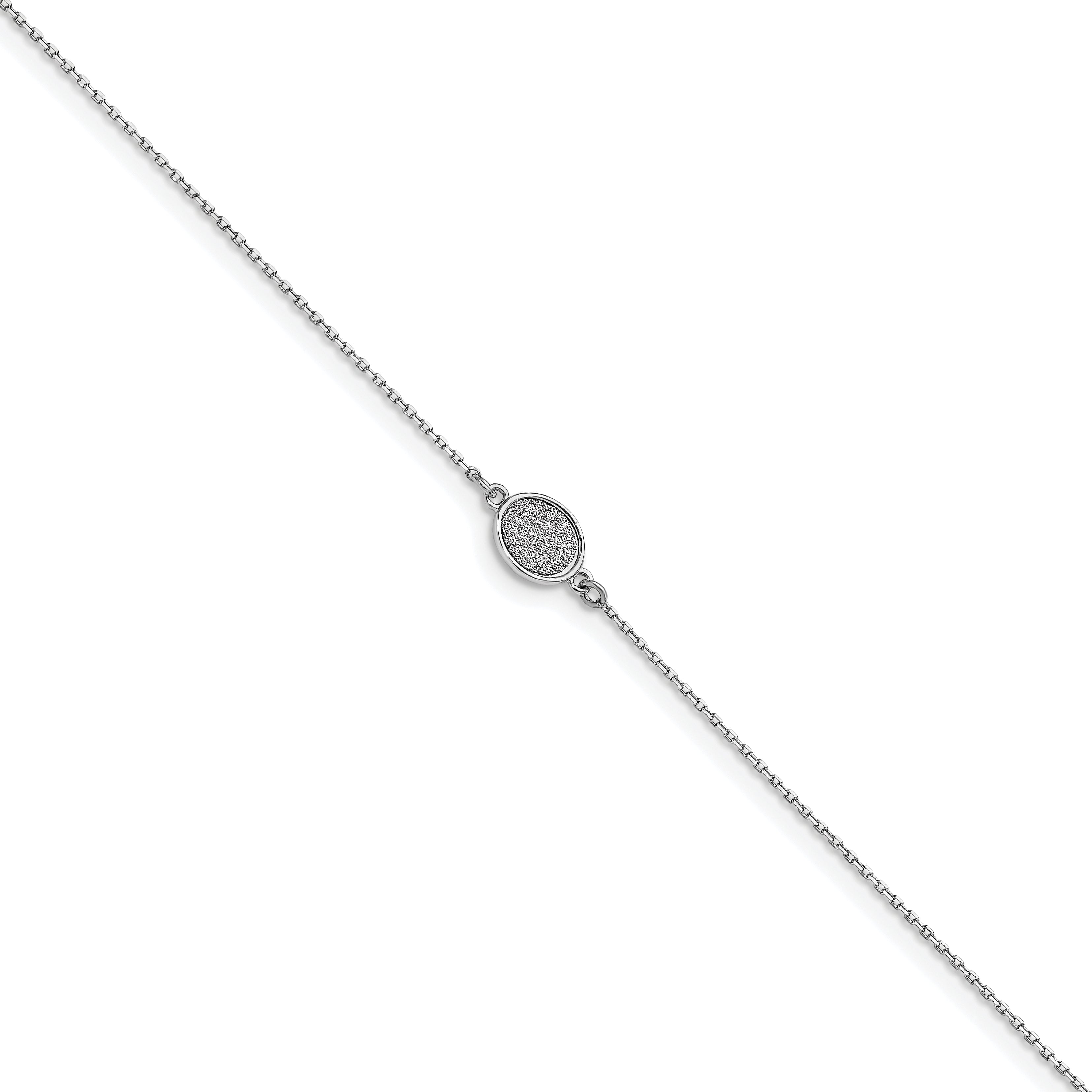 Sterling Silver Rhodium-Rhodium-Plated Glitter-infused w/ 1in ext. Anklet