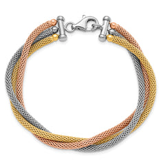 Sterling Silver Rose and Yellow Gold-plated w/ rhodium-pl Bracelet