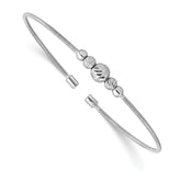 Sterling Silver Rhodium-plated D/C Beaded Cuff Bangle