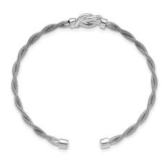 Sterling Silver Rhodium-plated Twisted Cuff Bangle