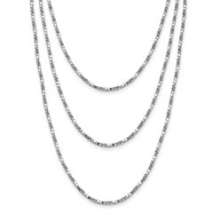 Sterling Silver Rhodium-Plated-pl Multi-layer Twisted Box w/2 in ext. Necklace