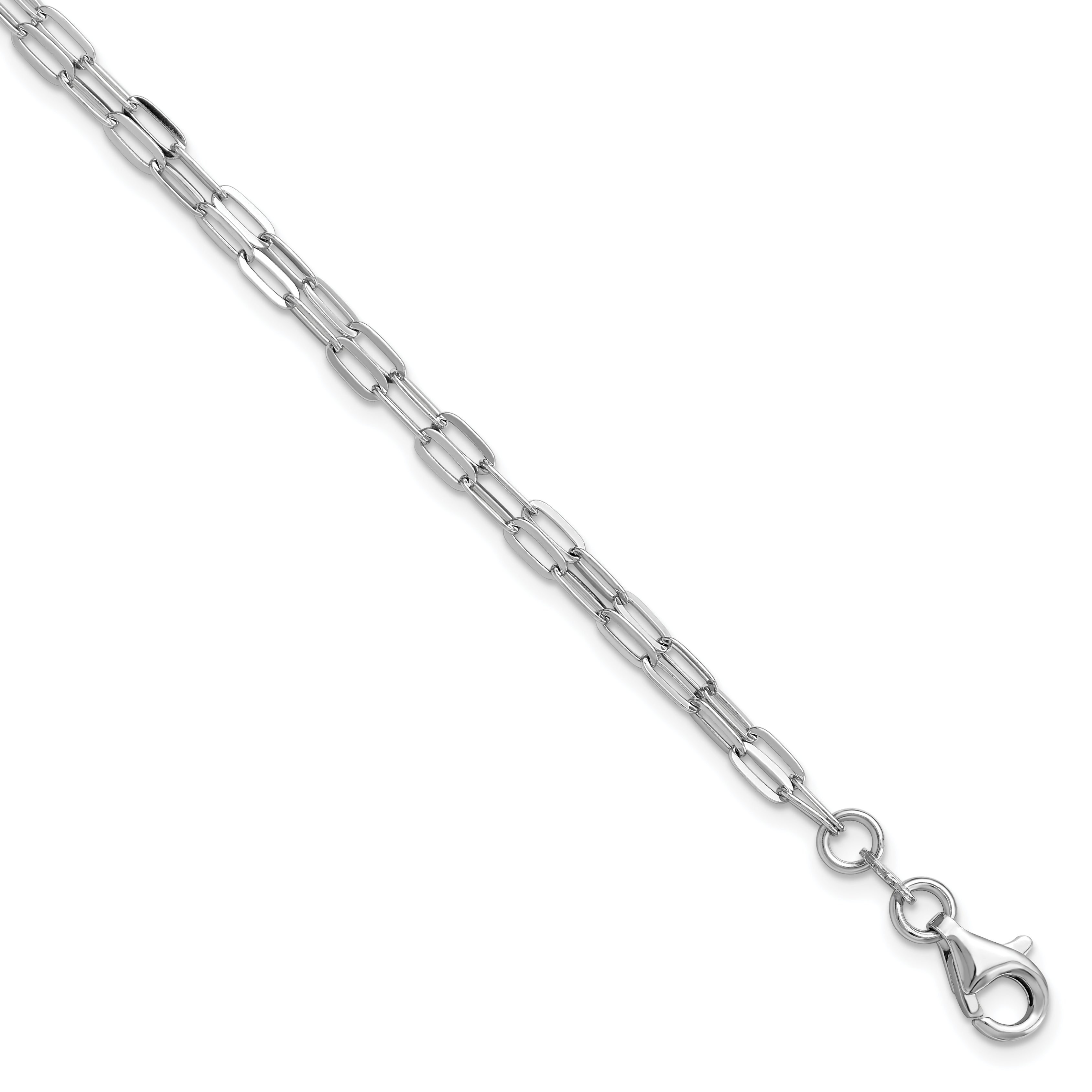 Sterling Silver Rhodium-Rhodium-Plated Multi-strand w/ 1in Bracelet