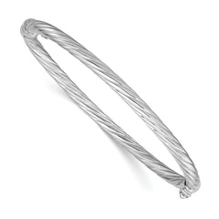 Sterling Silver Rhodium-Rhodium-Plated Twisted Bangle