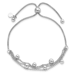 Sterling Silver Rhodium-plated Beaded Multi-strand Bolo Bracelet