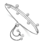 Sterling Silver Rhodium-plated Beaded Multi-strand Bolo Bracelet