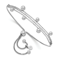 Sterling Silver Rhodium-plated Beaded Multi-strand Bolo Bracelet