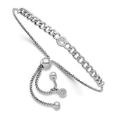 Sterling Silver Rhodium-plated Polished CZ Bolo Bracelet
